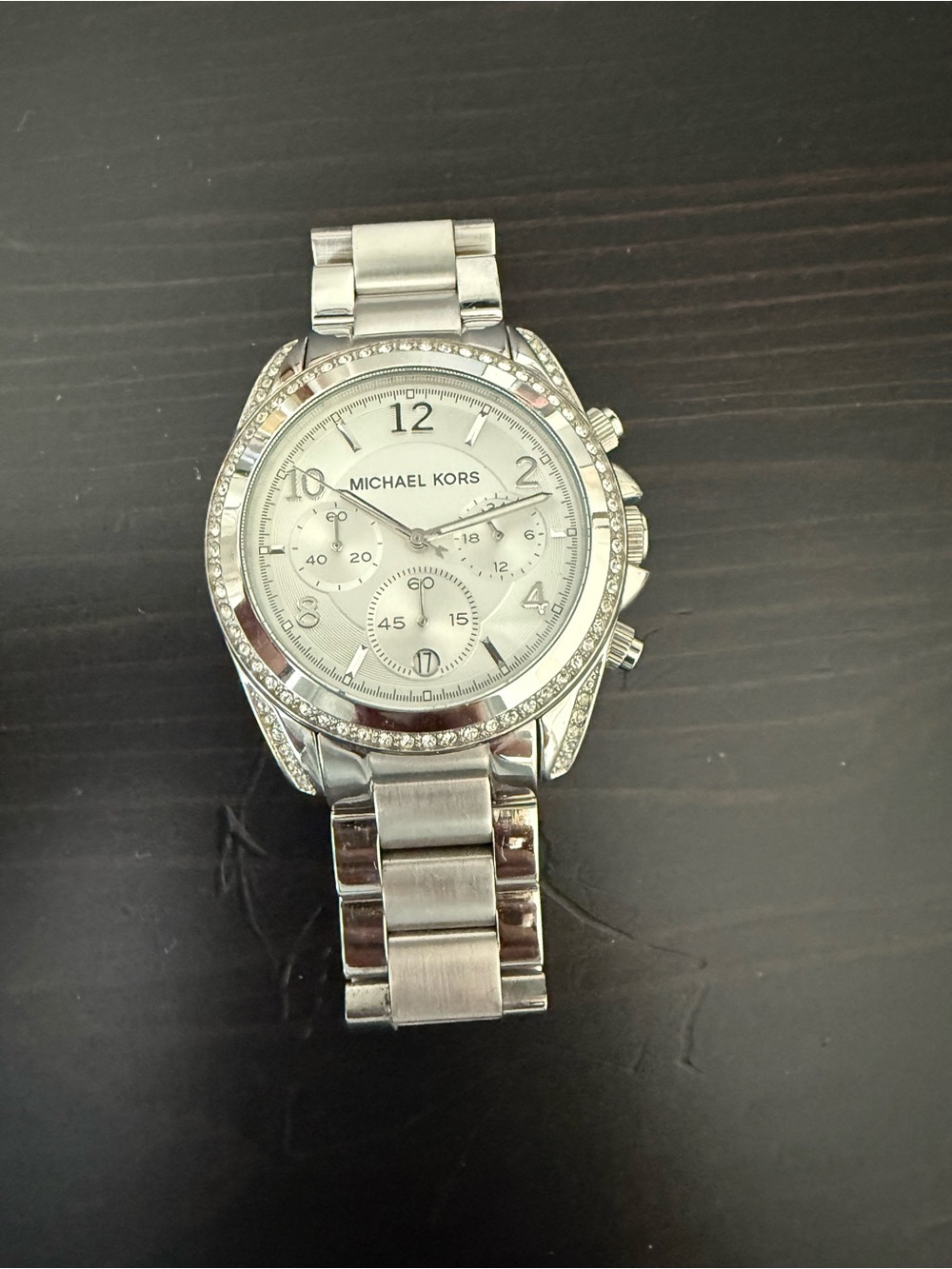 Michael Kors Silver Crystal-Trim Chronograph Bracelet Watch
